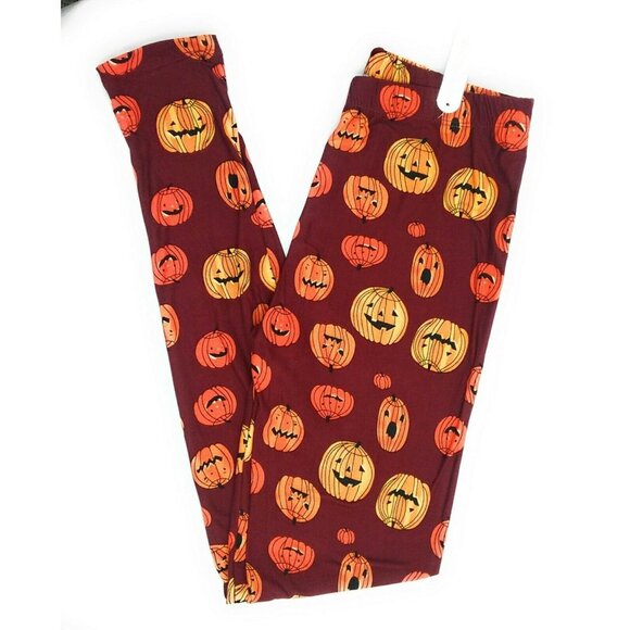 Halloween Leggings Prints Buttery Soft One Size Fits 4 -12 Two Pair Lot OS - Picture 2 of 5